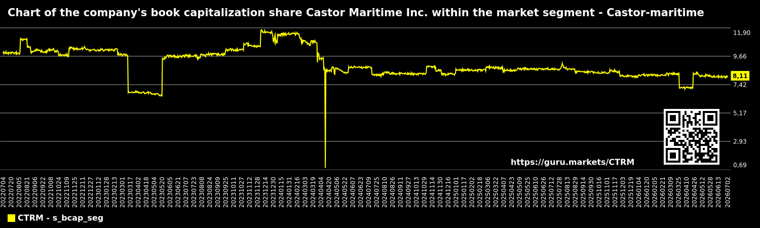 Chart of the company's book capitalization share Castor Maritime Inc. within the market segment - Castor-maritime